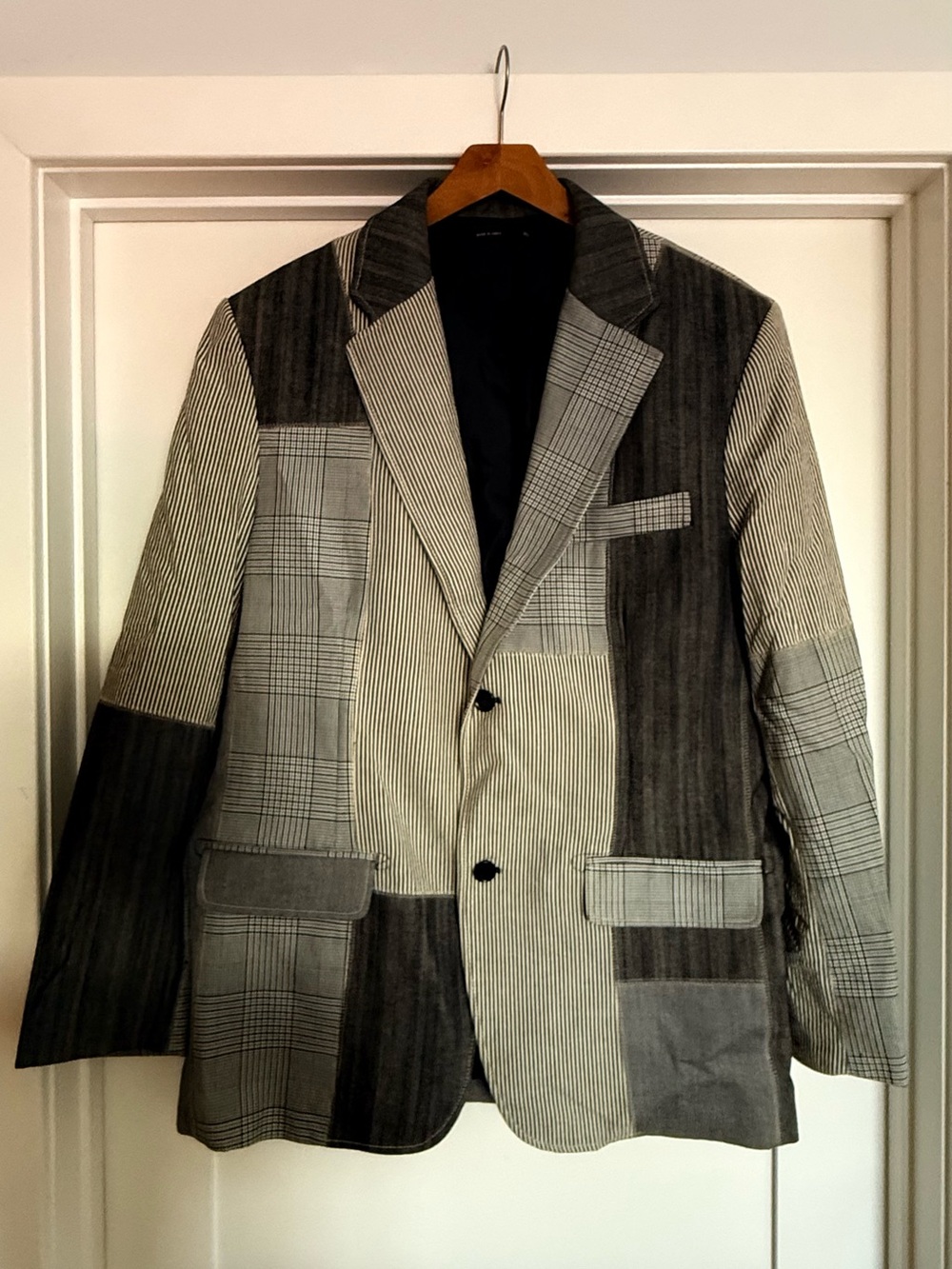 Mark Ecko Cut & Sew Patchwork Blue & Gray Men's Blazer